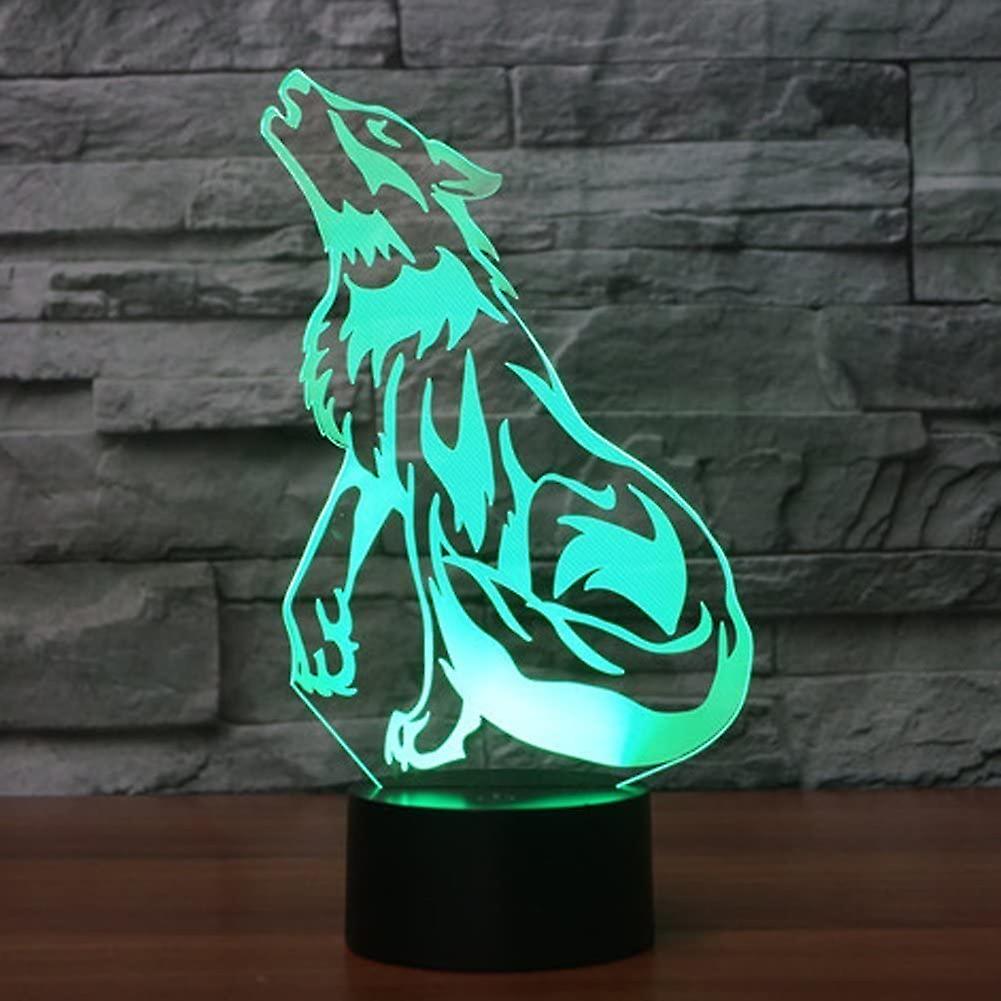 3d Leader Wolf Night Light Touch Switch 7 Color Change Led Table Desk Lamp Acrylic Flat Abs Base Usb Charger Home Toy Brithday Xmas Kid Children Gift