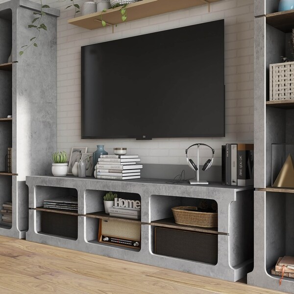 DH BASIC Cement Grey Urban 3-piece Entertainment Center by Denhour