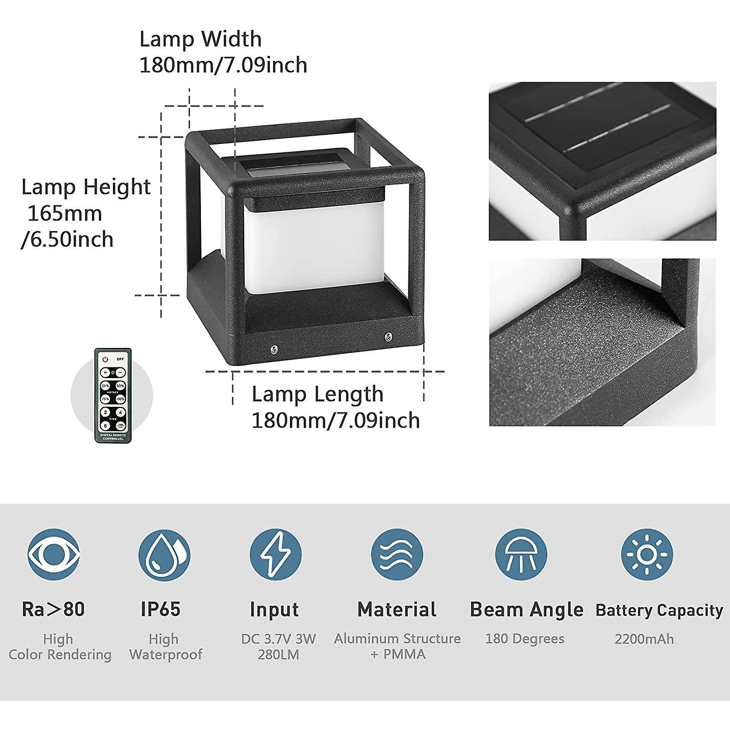 Dexusay Solar Post . Light， Modern Outdoor Fence Deck Column . Lamp Lantern 3000k Landscape Lighting For Flat Surface Patio Posts Garden Decoration Ip