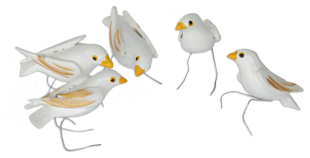 Novica Handmade Hope Doves Wood Ornaments (Set Of 5)   Christmas Ornaments   by NOVICA  Houzz