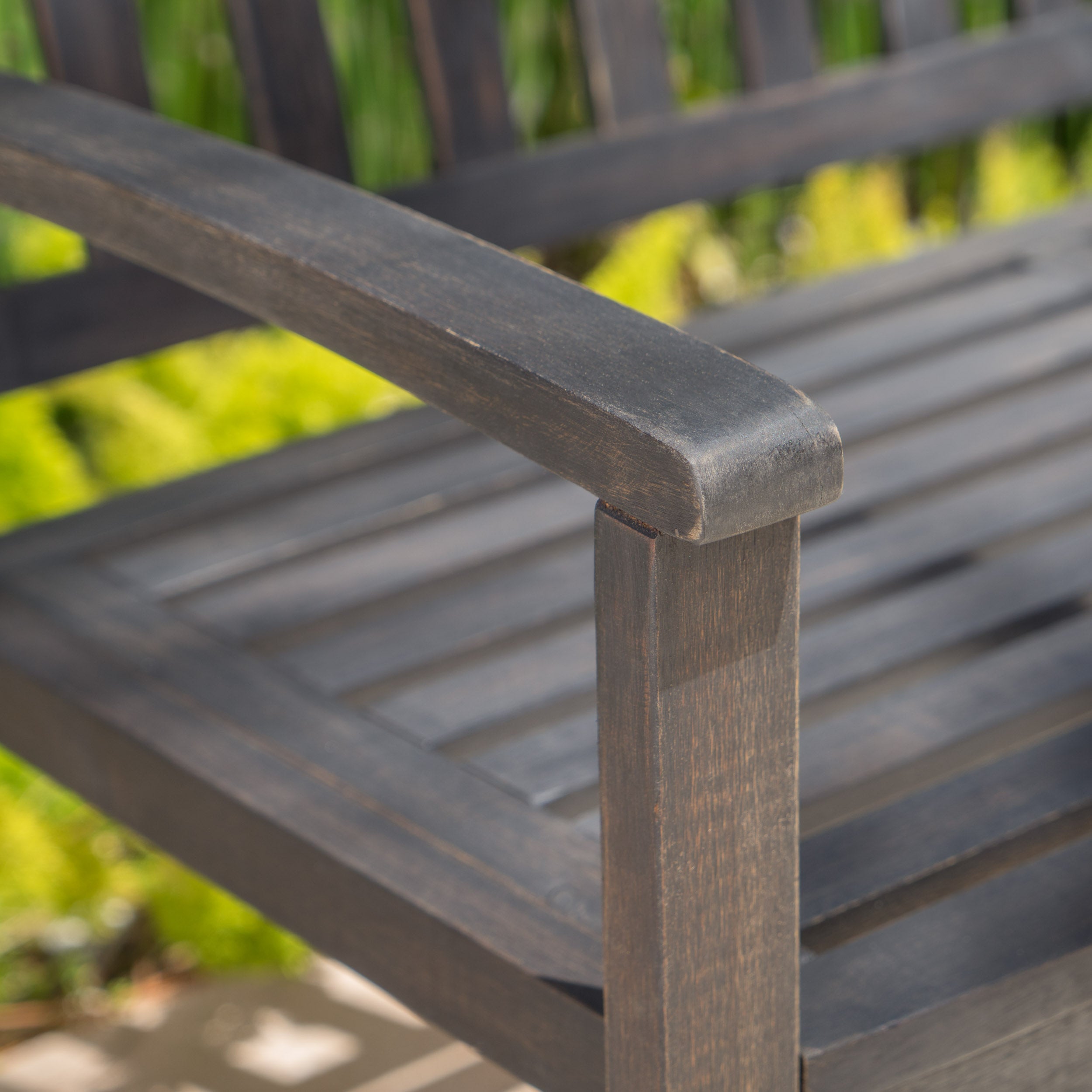 Laguna Outdoor Rustic Acacia Wood Bench with Open Slat Backrest