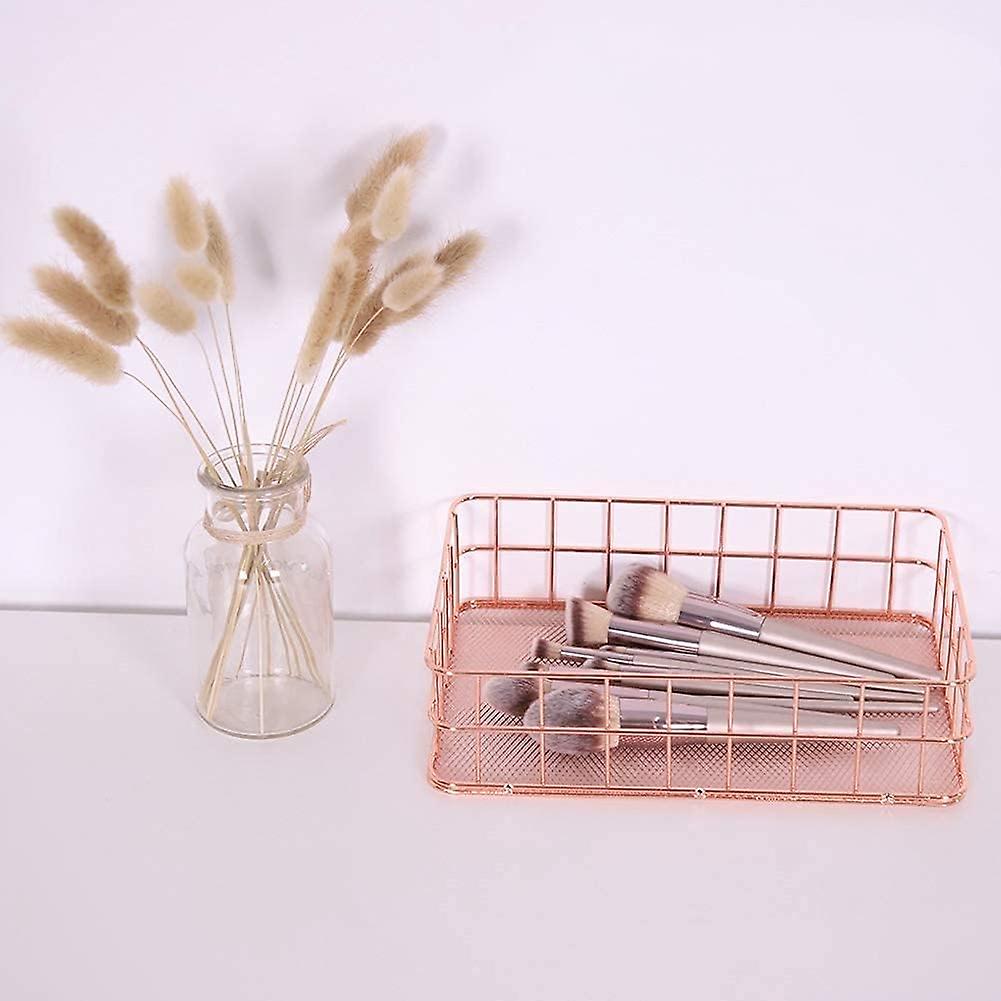 Iron Storage Basket Makeup Small Things Organizer Storage Holder Desktop Decor Iron Box Rose Gold 4 Size(d)