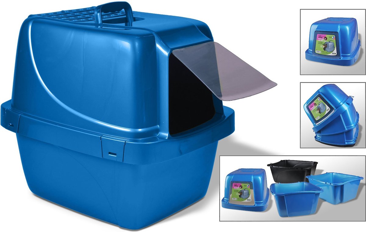 Van Ness Enclosed Sifting Cat Litter Pan， Giant Blue