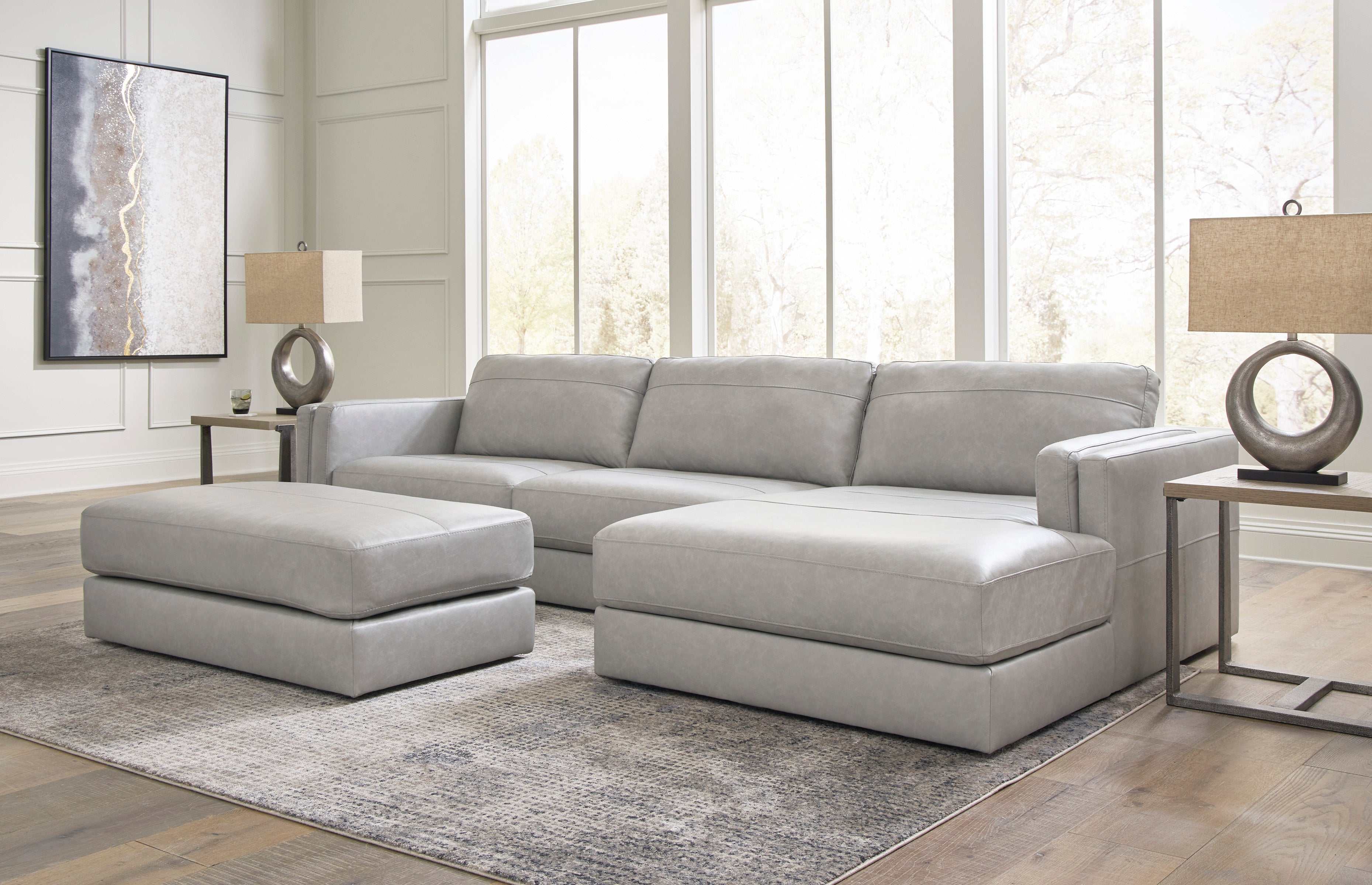 (Online Special Price) Amiata Glacier Leather 2pc RAF Chaise Sectional