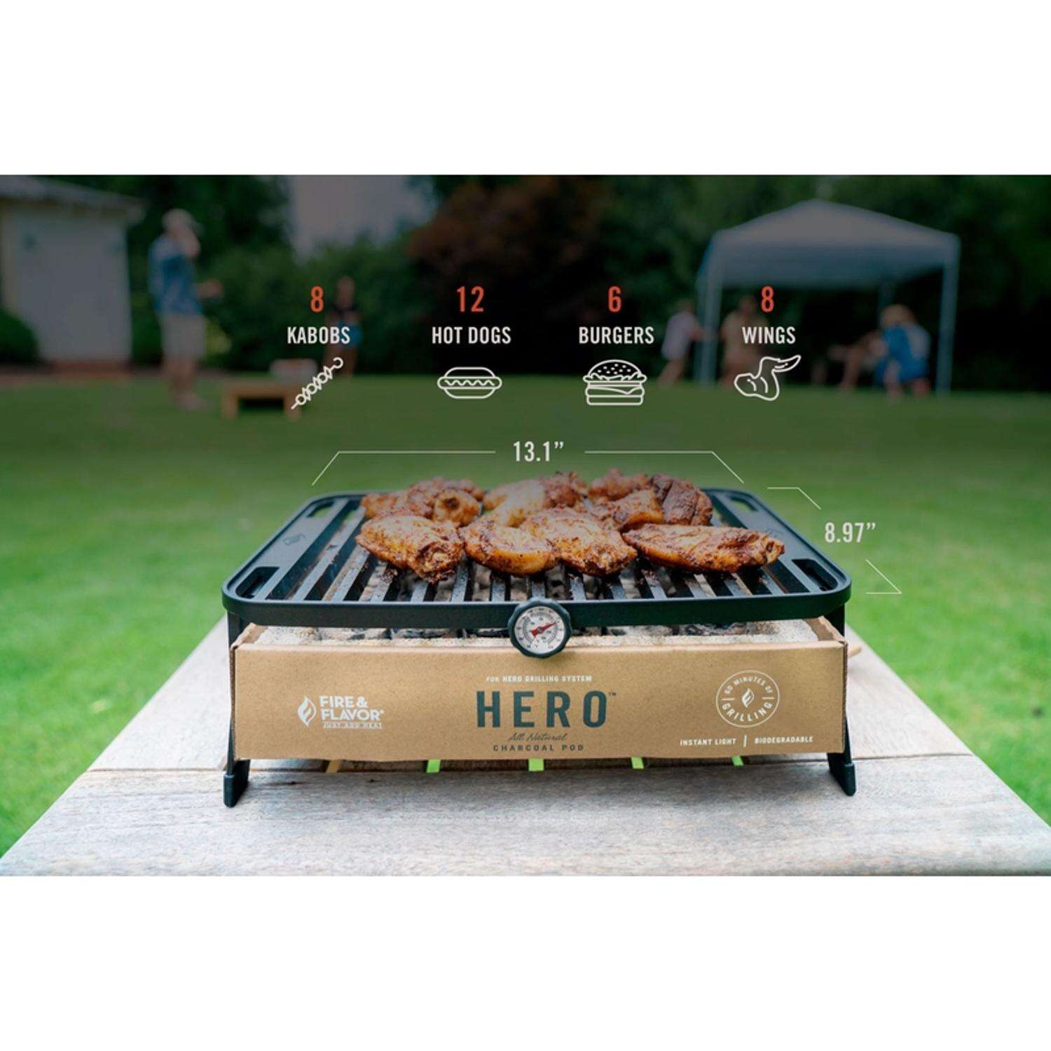 Fire and Flavor Hero Charcoal Grill Black