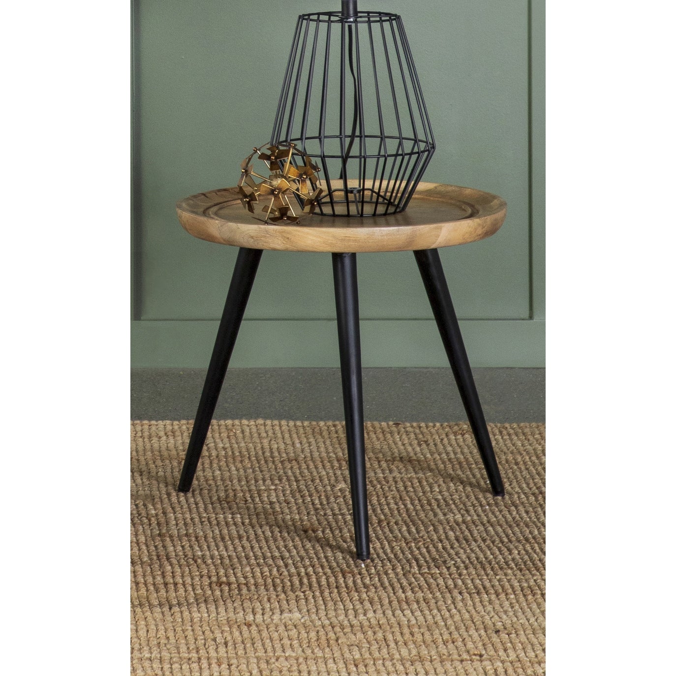 Coaster Furniture Zoe Natural and Black Round End Table with Trio Legs