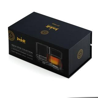 JoyJolt Aqua Vitae 10.5 oz. Off Base Octagon Whiskey Glasses (Set of 2) AQ10153