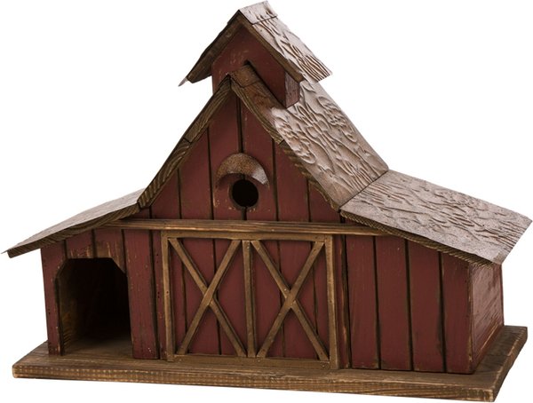 Glitzhome Extra-Large Rustic Wood Barn Bird House， 20.67-in