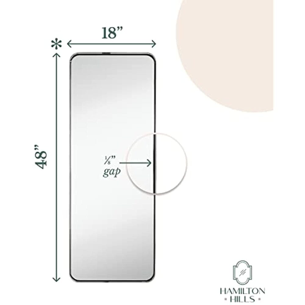 Contemporary Polished Metal Tall Silver Wall Mirror | Glass Panel Polished Silver (18