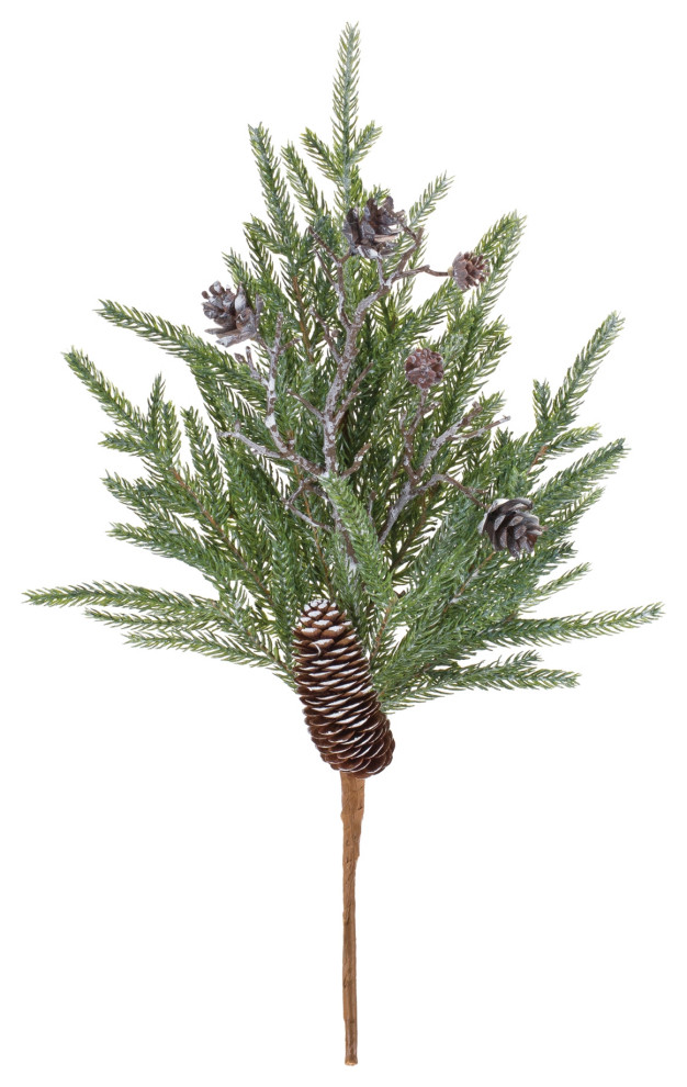 Pine and Cone Stem  Set of 6   Traditional   Christmas Ornaments   by Melrose International LLC  Houzz