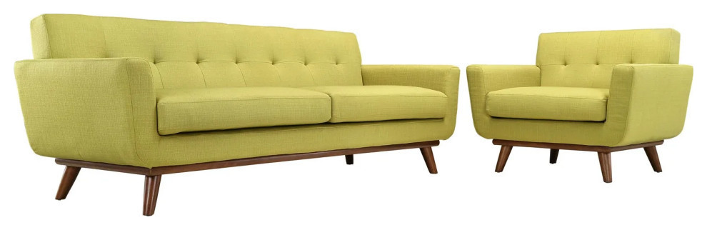 Giselle Wheatgrass Armchair and Sofa Set of 2   Midcentury   Living Room Furniture Sets   by Virgil Stanis Design  Houzz