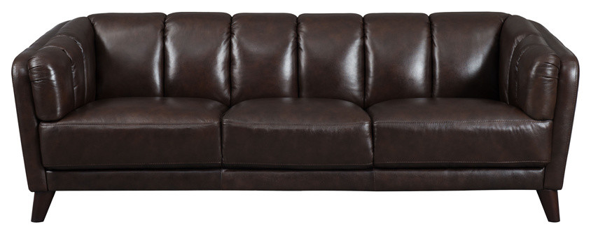 Frances Leather Craft Sofa   Midcentury   Sofas   by KEMP INTERNATIONAL INC  Houzz