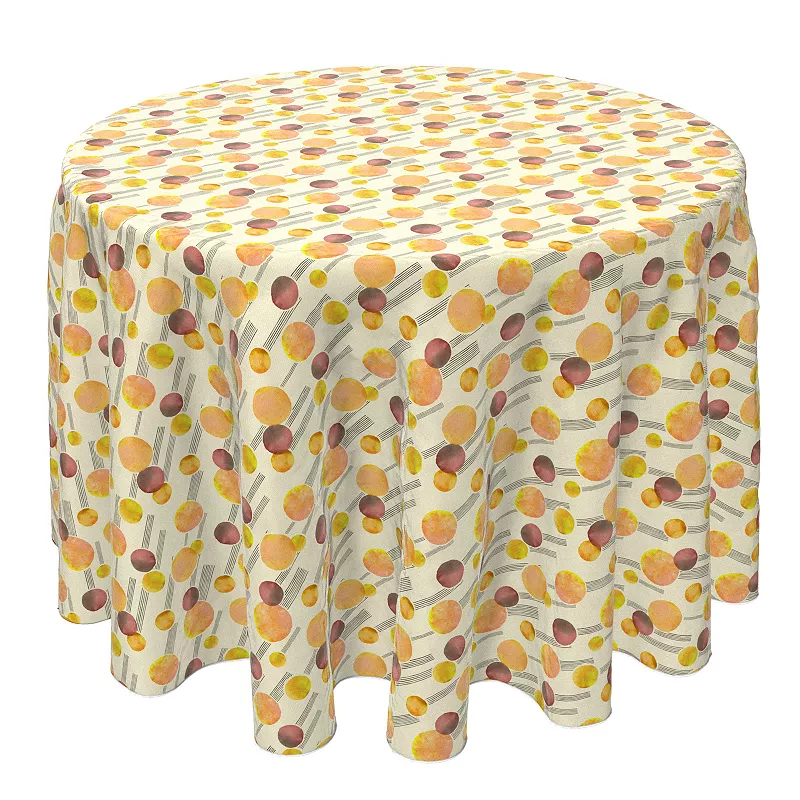 Round Tablecloth， 100% Cotton， 60 Round， Abstract Spots Pattern