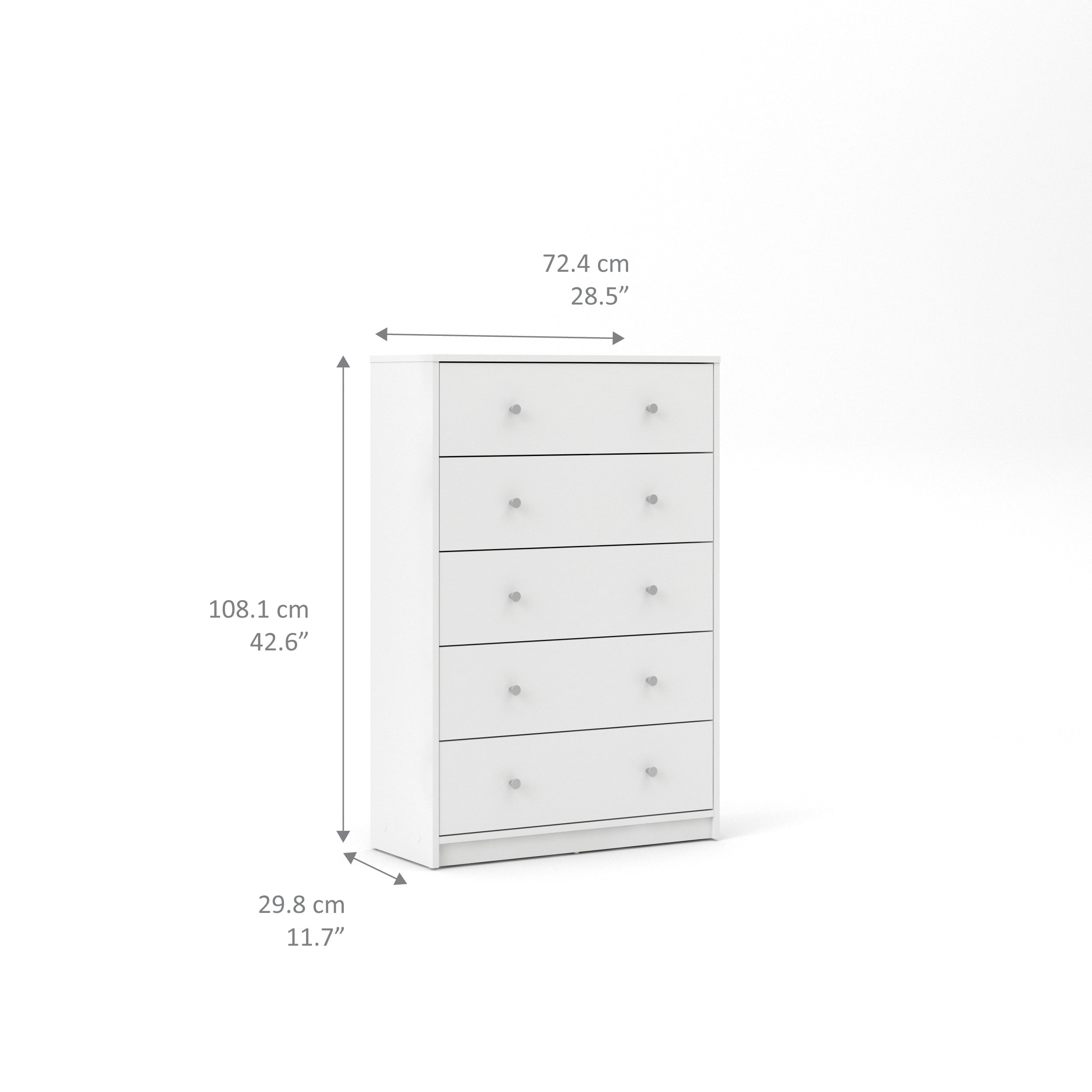 Studio 5 Drawer Dresser, White