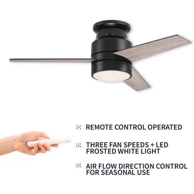 Matte Black Ceiling Fan With Frosted White Glass Light includes Remote Hearth Brands