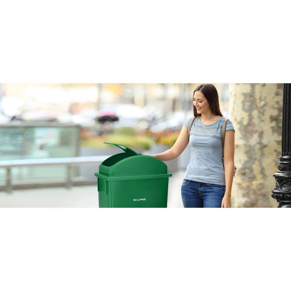 Alpine Industries 23 Gal. Green Plastic Commercial Slim Trash Can with Dome Lid (3-Pack) 4778-1-GRN-3