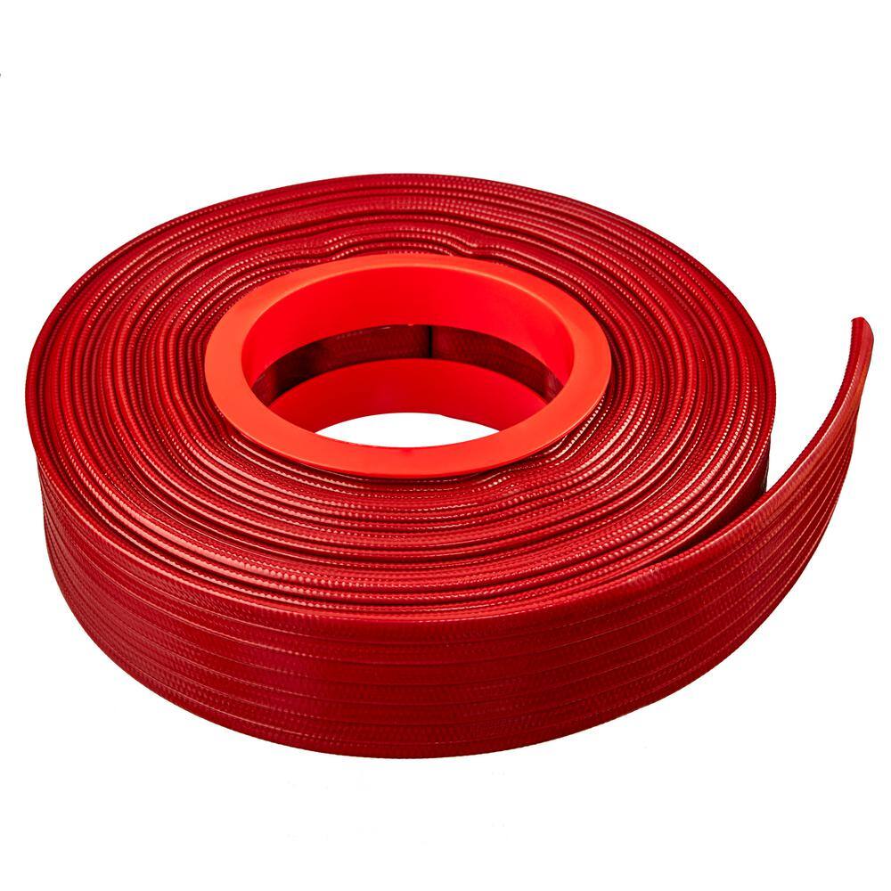 HYDROMAXX 3 in. Dia x 100 ft. Red PVC 10 Bar High Pressure Lay Flat Discharge and Backwash Hose RLF0300100