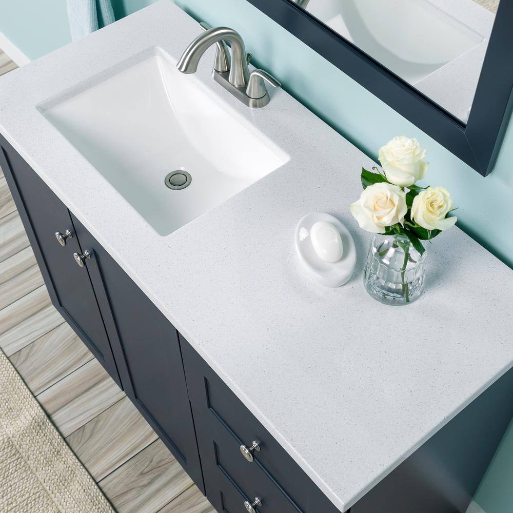 Glacier Bay Bannister 42.5 in. W x 18.75 in. D Bath Vanity in Deep Blue with Cultured Marble Top in Colorpoint White with Sink BA42P2-DB