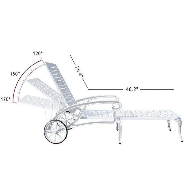 3-Piece Aluminum Reclining Outdoor waterproof Chaise Lounge with Wheels And Table