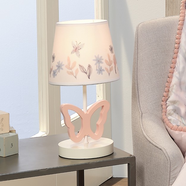 Lambs amp Ivy Baby Blooms Pink Butterfly Nursery Lamp With Floral Shade amp Bulb