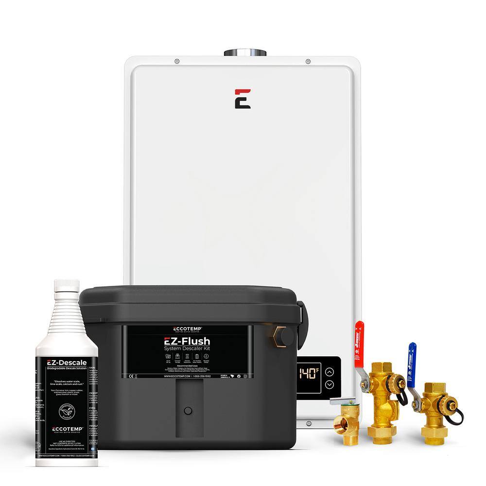 Eccotemp 20HI 6 GPM Residential 150000 BTU CSA Approved Natural Gas Indoor Tankless Water Heater Service Bundle 20HI-NGS