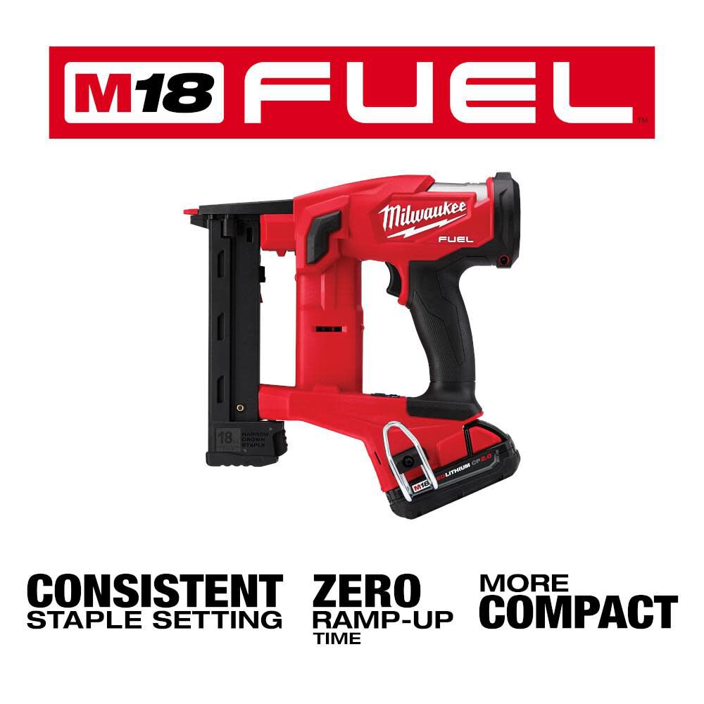 Milwaukee M18 FUEL 18 Gauge 1/4 in. Narrow Crown Stapler Kit 2749-21CT from Milwaukee