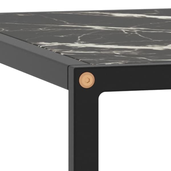 Coffee Table Black with Black Marble Glass 31.5