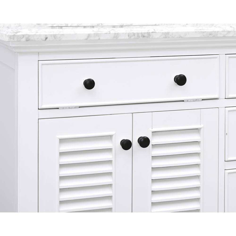 Home Decorators Collection Fallworth 61 in. W x 22 in. D x 35 in. H Bathroom Vanity in White with Carrara White Marble Top 19115-VS61-WT