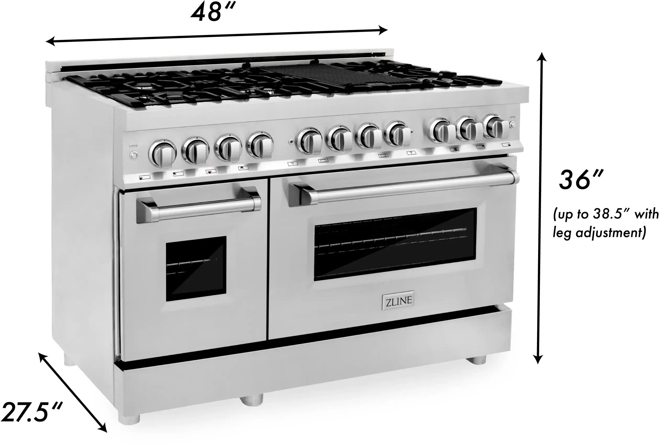 ZLINE Dual Fuel Range with Double Oven RA48