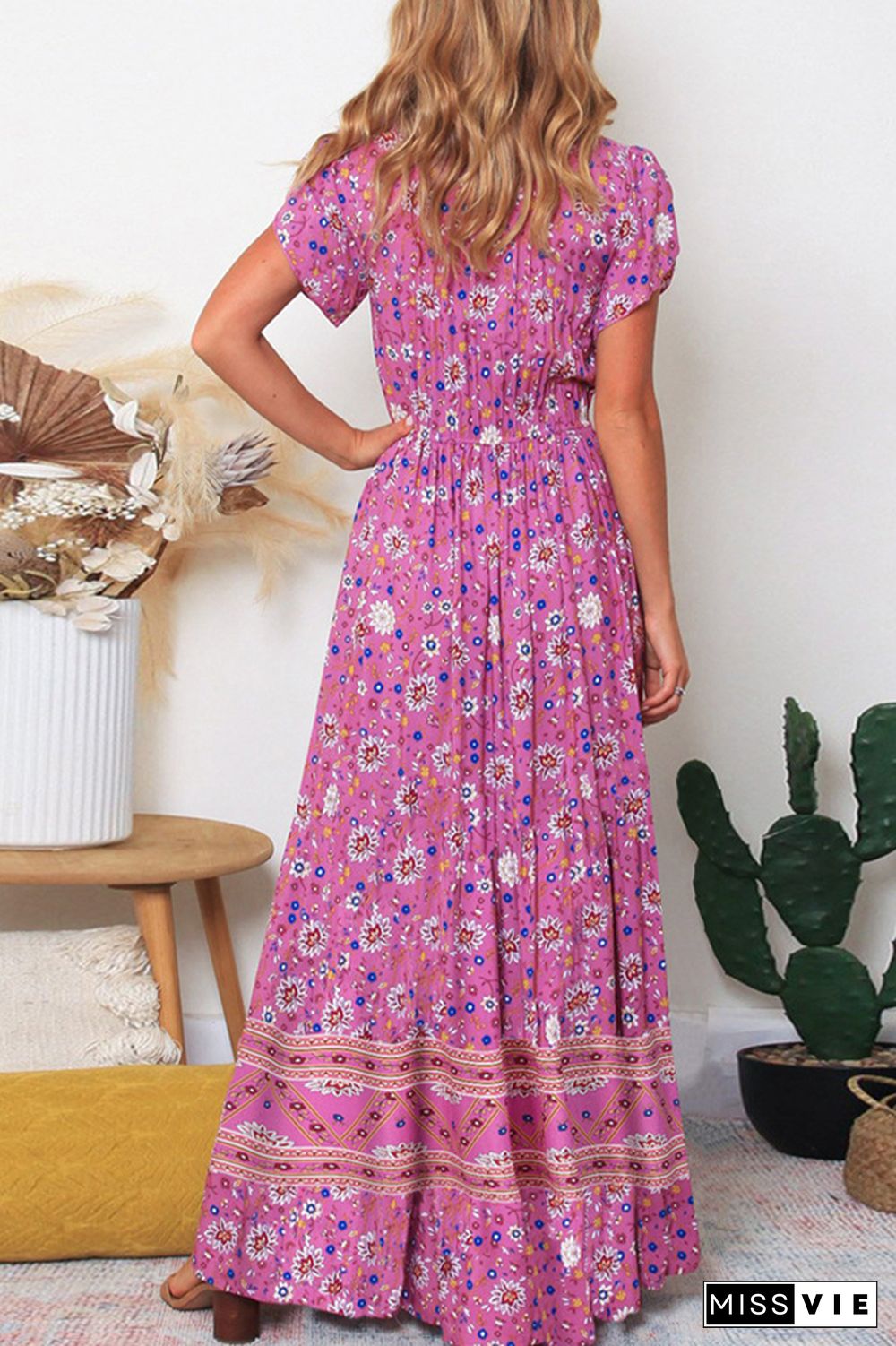 Vintage Short Sleeves Floral Dress Wholesale