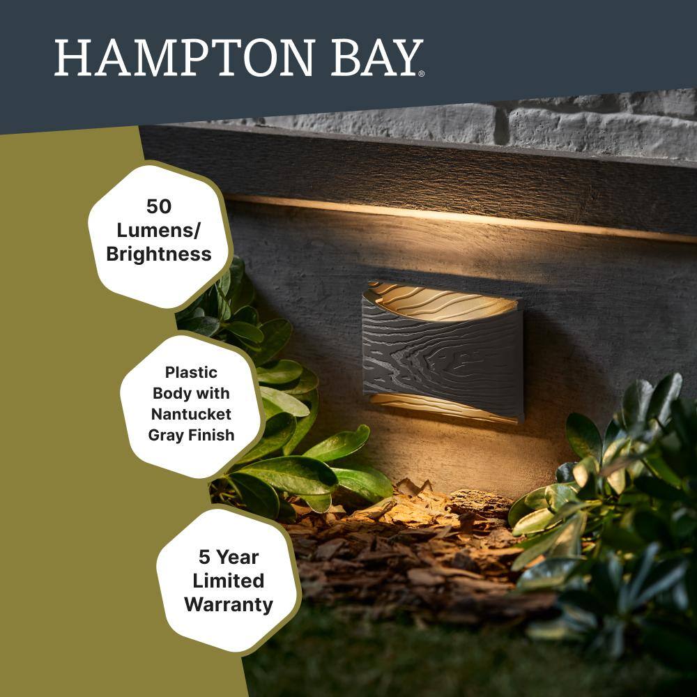 Hampton Bay Low Voltage Landscape Nantucket Gray Deck and Step Light with 1.2-Watt 50 Lumen Integrated LED LDS-G1WG3000K