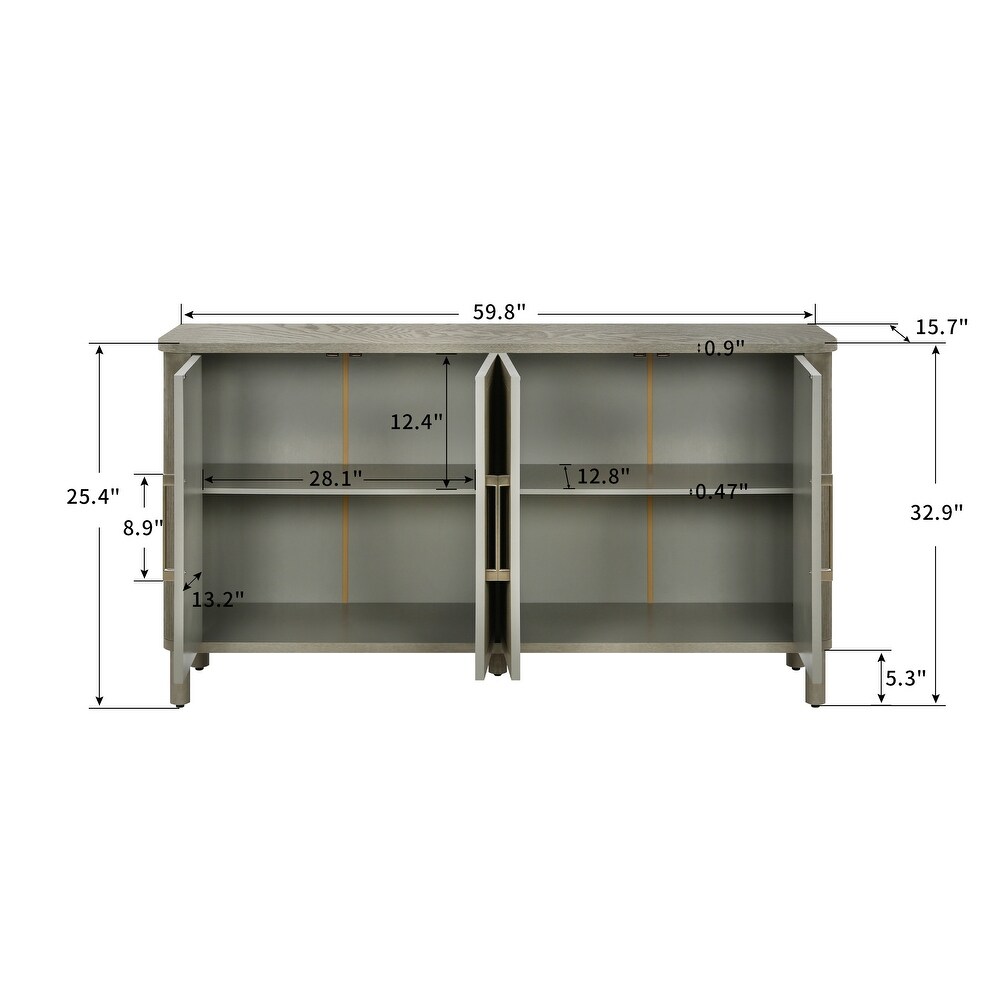 Four Door Storage Cabinet With Curved Countertop