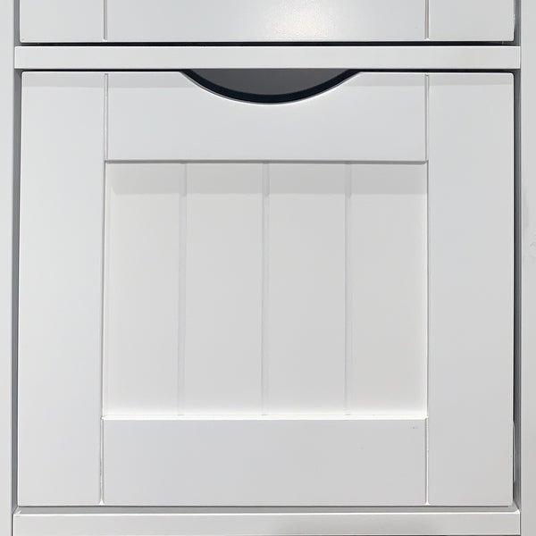 White Floor Cabinet with 2 Drawer Wooden Storage Cabinet