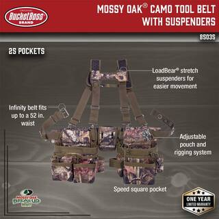 BUCKET BOSS Mossy Oak Break Up Infinity Camo Adjustable Tool Belt with Suspenders 85035