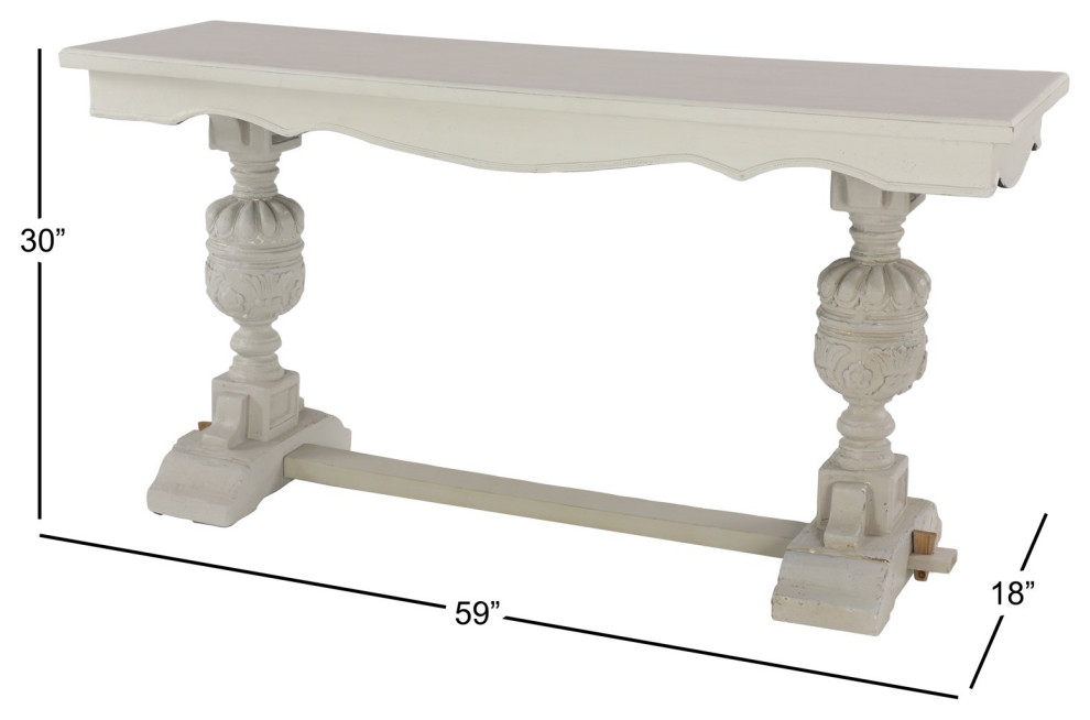 Traditional Console Table  Unique Columns Support  ampLarge Top With Curvy Front   French Country   Console Tables   by Decor Love  Houzz