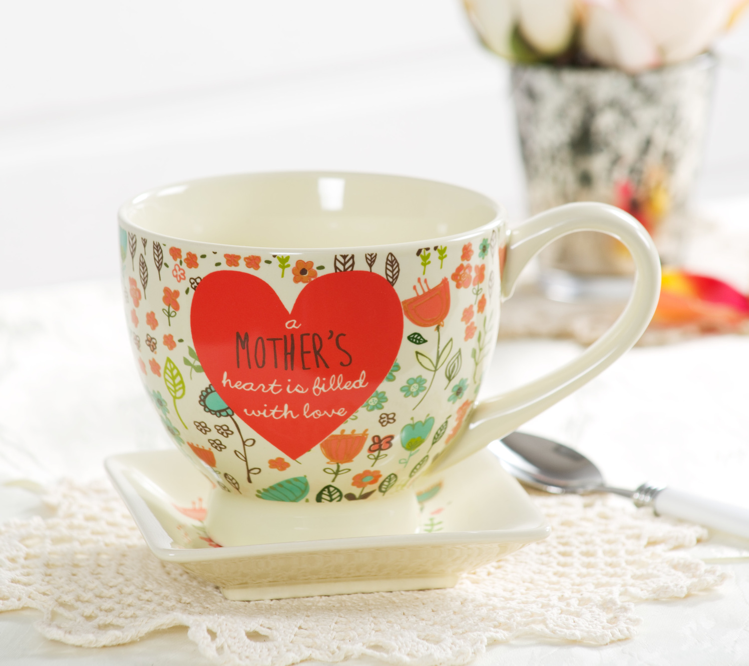 Pavilion - Dog Mom Floral Soup Bowl Mug 17 oz