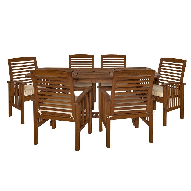 7pc Acacia Wood Patio Dining Set With Cushions Saracina Home