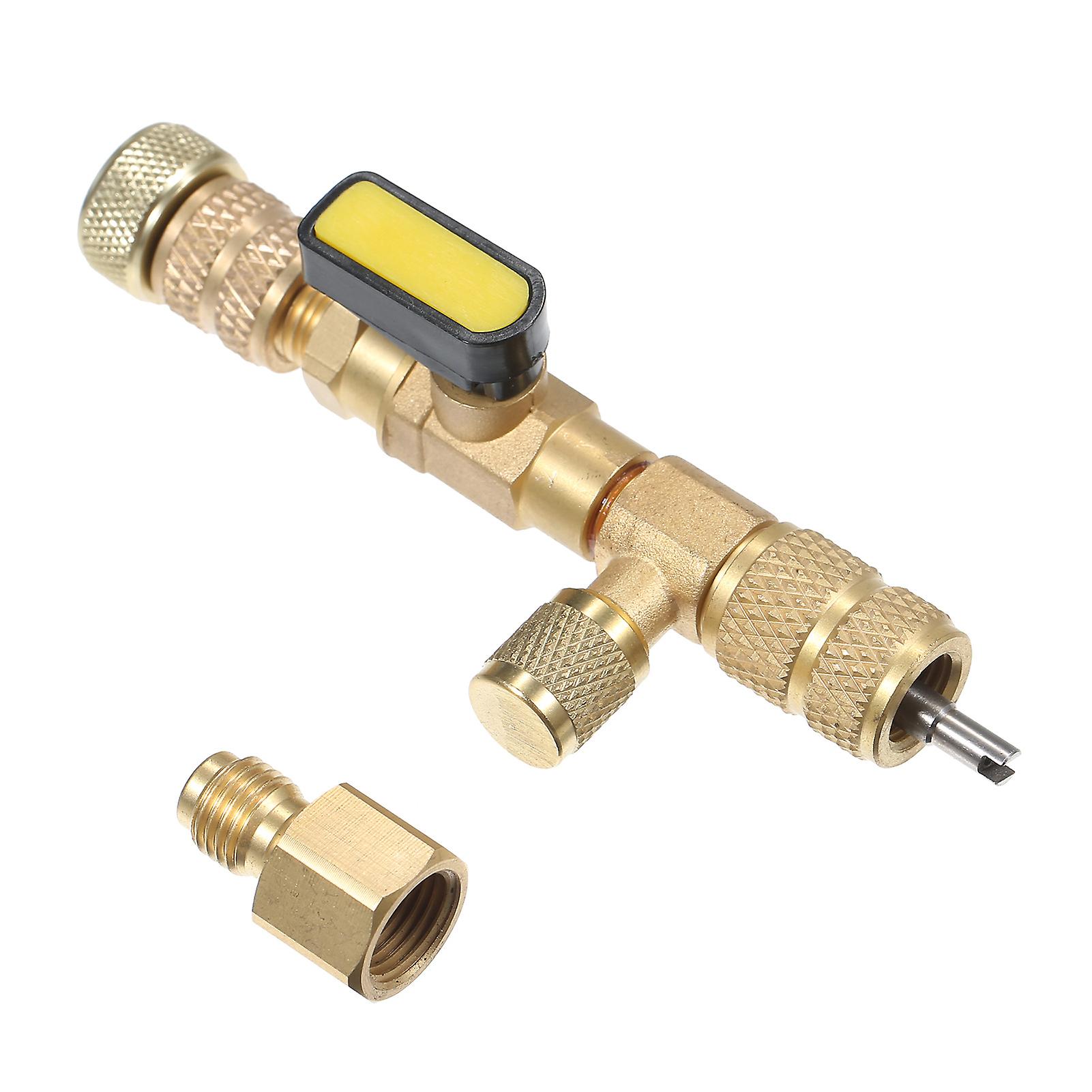 Gold Valve Core Remover Installer Tool With Dual Size Sae 1/4 and 5/16 Port Compatible With R22 R12 R407 R410 R404 R32 R600 A/c