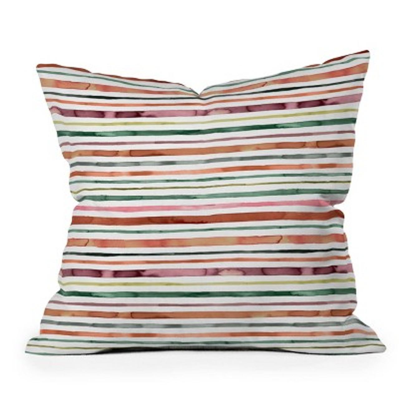 20 x 20 Ninola Design Moroccan Tropic Stripes Outdoor Throw Pillow Green/Pink - Deny Designs