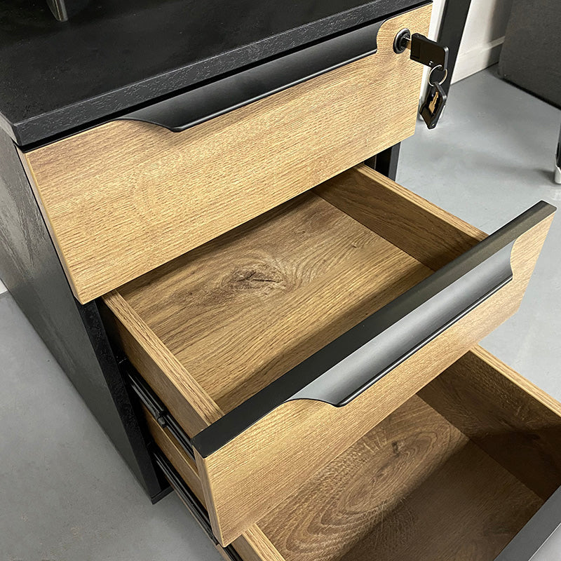 ARTO 2 People Workstation with 2 Cabinets  2.4M - Warm Oak & Black