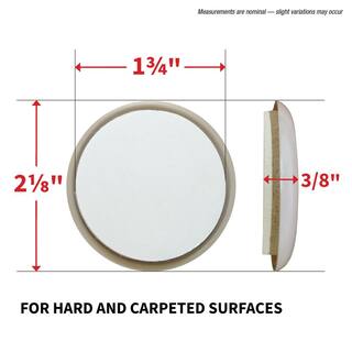 Everbilt 2-18 in. Beige Round Self-Adhesive Plastic Heavy Duty Furniture Slider Glides for Carpeted Floors (4-Pack) 4602444EB