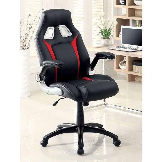 Stylish Office Upholstered Chair  Home Computer Chair PU Leather Ergonomic Chair  Comfort Adjustable Height with Lumbar Support