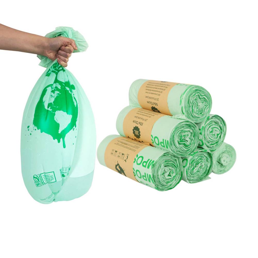 1 Roll/50 Pcs Green Compost Bags Compostable Biodegradable Disposable Trash Bags