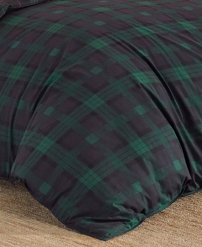 Eddie Bauer Woodland Tartan Green Duvet Cover Set， Full Queen