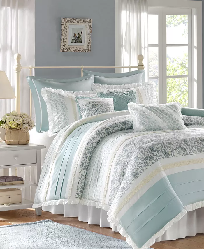 Madison Park Dawn Reversible 9-Pc.Duvet Cover Set， Queen