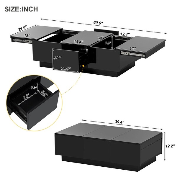 Coffee Table with 2 large Hidden Storage Compartment