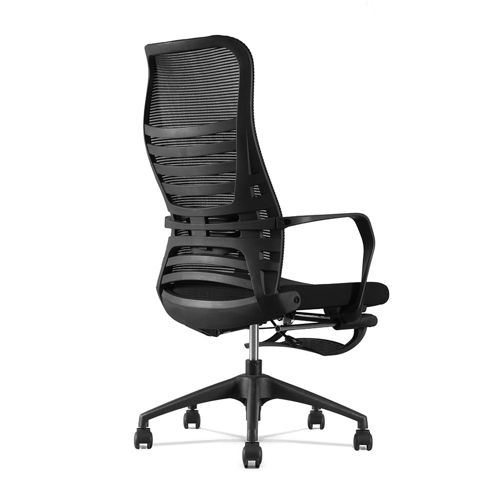 STEN High Back Office Chair with Retractable Footrest - Black