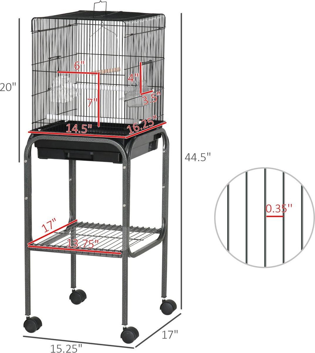 PawHut 44.5-in Metal Indoor Starter Kit Bird Cage