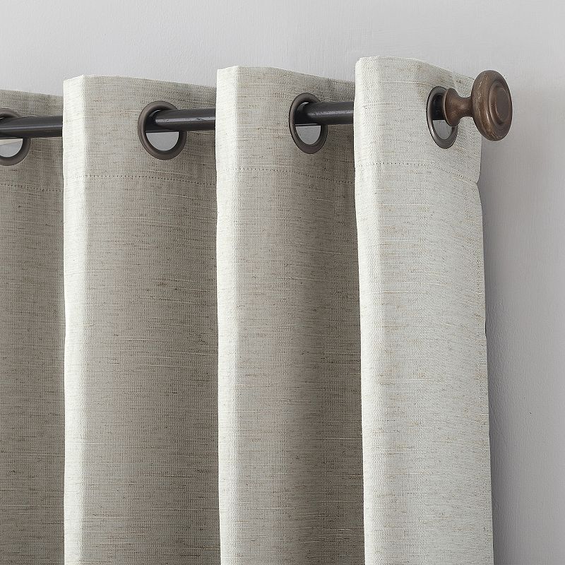 Archaeo Textured Linen Blend Total Blackout Grommet Top Single Curtain Panel