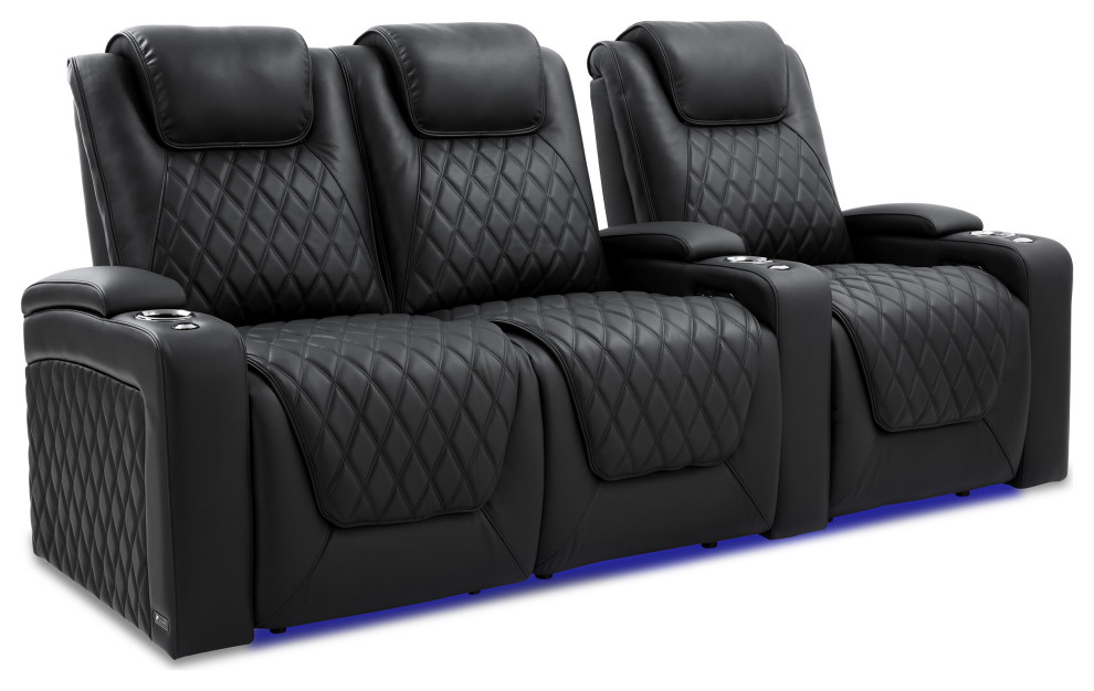 Valencia Oslo Luxury Edition Home Theater Seating Row of 3 Loveseat left Onyx   Theater Seating   by E VISION INTL INC.  Houzz